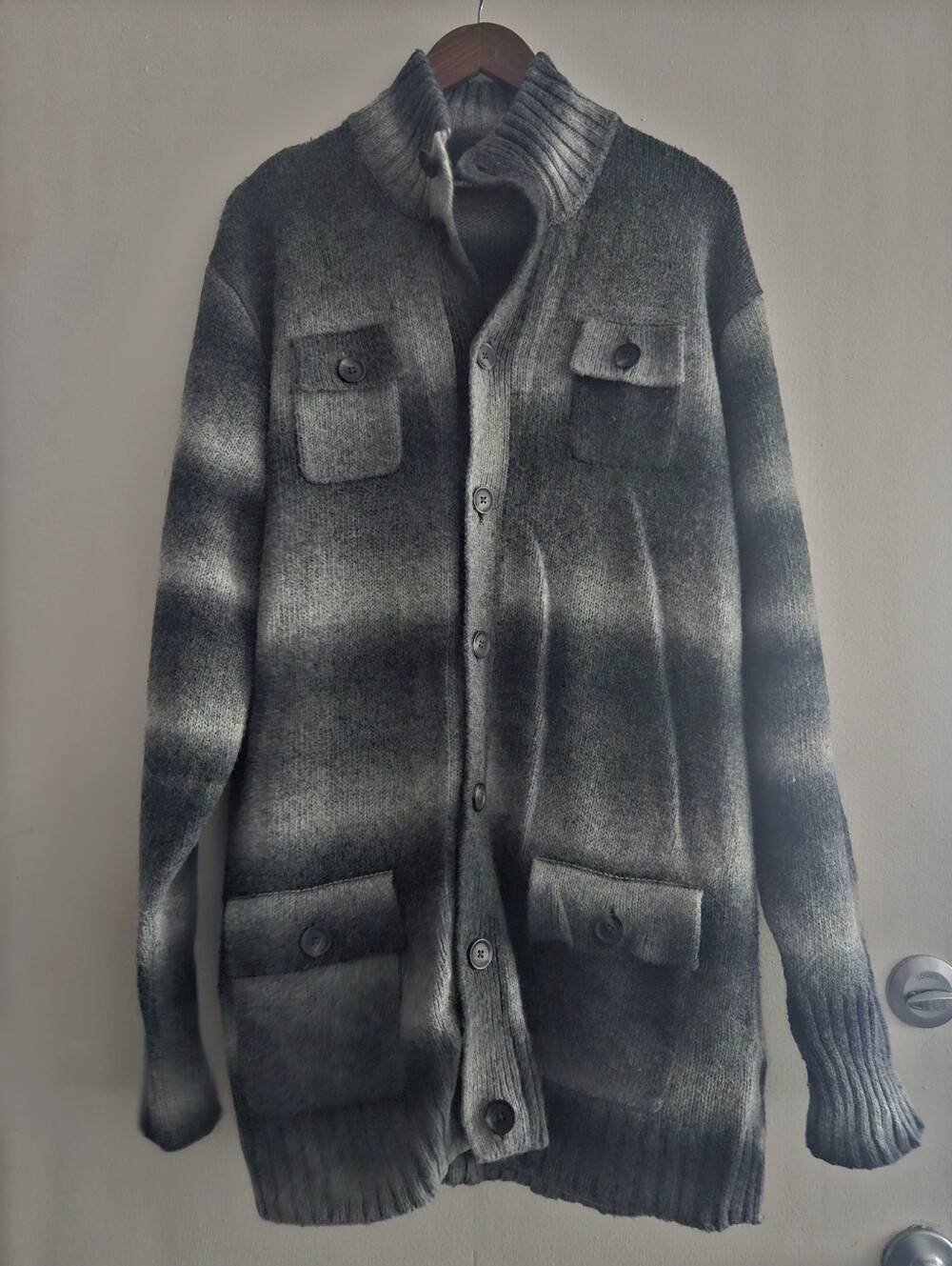 Claiborne Men's Gray Ombre Button-Up Knit Cardigan Sweater XXL